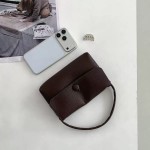 New PU soft leather small square bag with flap design, niche style, handbag, phone bag, solid color, fashionable and versatile small tote bag